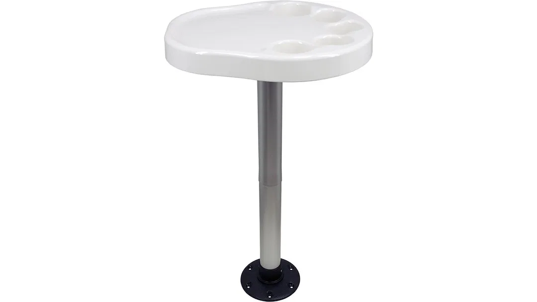 1690901 – SPRINGFIELD Boat Table, Party Platter White Non-Foldable Surface Mount With Five Cup Holder/ Plastic Table ...